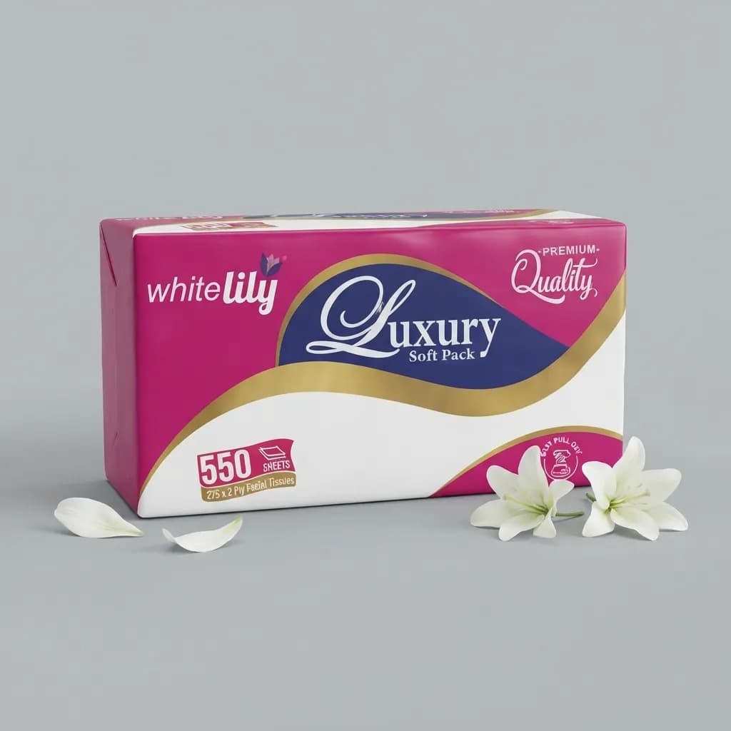 White Lily Luxury Soft Pack Facial Tissues 2 Ply – 550 Sheets